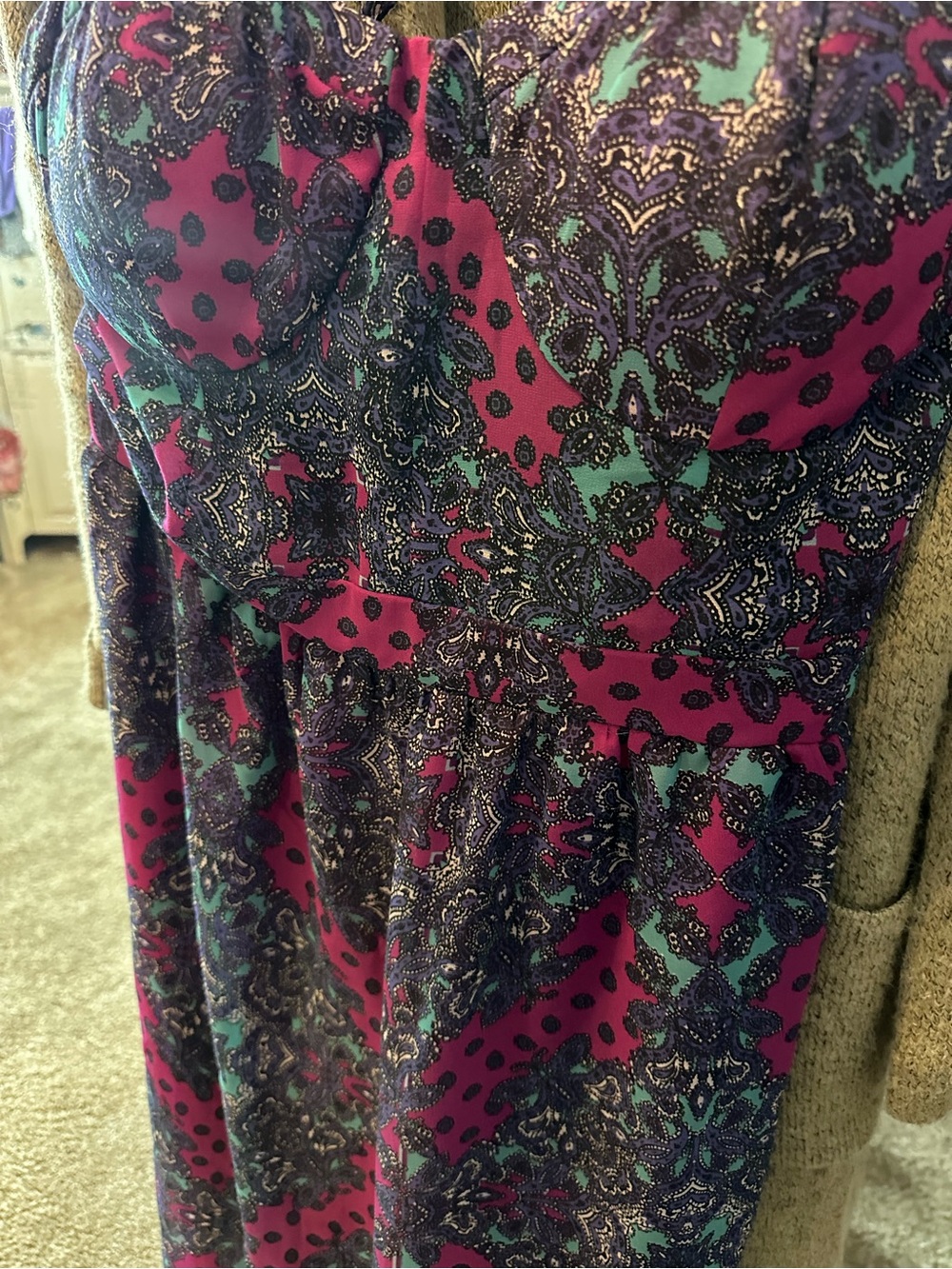 American Eagle Outfitters Pink and Navy Paisley Maxi Dress - Picture 4 of 5